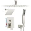 imageRain Shower System Brushed NickelSTARBATH Ceiling Mount 12 Rain Shower Head and 6 Rainfall Shower with Handheld Spray 3 Way Shower Valve with 5 Diverter and Trim Kit Shower Faucet SetBrushed Nickel