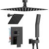 imageRain Shower System Brushed NickelSTARBATH Ceiling Mount 12 Rain Shower Head and 6 Rainfall Shower with Handheld Spray 3 Way Shower Valve with 5 Diverter and Trim Kit Shower Faucet SetMattle Black