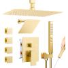 imageShower Faucet Sets Matte Black Shower SystemSTARBATH 4 Way 126quot Dual Head Shower Set Complete with 2 in 1 HandheldCeiling Mounted Rainfall Shower Head with 4 Body Spray Jets Shower Jets SystemGold