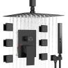 imageShower Faucet Sets Matte Black Shower SystemSTARBATH 4 Way 126quot Dual Head Shower Set Complete with 2 in 1 HandheldCeiling Mounted Rainfall Shower Head with 4 Body Spray Jets Shower Jets SystemMatte Black
