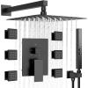 imageShower Faucet Sets Matte Black Shower SystemSTARBATH 4 Way 126quot Dual Head Shower Set Complete with 2 in 1 HandheldCeiling Mounted Rainfall Shower Head with 4 Body Spray Jets Shower Jets SystemMatte Black
