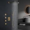 imageShower Faucet Sets Matte Black Shower SystemSTARBATH 4 Way 126quot Dual Head Shower Set Complete with 2 in 1 HandheldCeiling Mounted Rainfall Shower Head with 4 Body Spray Jets Shower Jets SystemGold