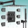 imageShower Faucet Sets Matte Black Shower SystemSTARBATH 4 Way 126quot Dual Head Shower Set Complete with 2 in 1 HandheldCeiling Mounted Rainfall Shower Head with 4 Body Spray Jets Shower Jets SystemMatte Black