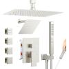 imageShower Faucet Sets Matte Black Shower SystemSTARBATH 4 Way 126quot Dual Head Shower Set Complete with 2 in 1 HandheldCeiling Mounted Rainfall Shower Head with 4 Body Spray Jets Shower Jets SystemBrushed Nickel
