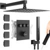 imageShower Faucets Sets Matte Black Shower Systems STARBATH 12quot Rain Shower with 2 in 1 Handheld and 4 Body Jets Can Use All at Once Ceiling Moun Complete Shower Set with Thermostatic Valve Trim KitMatte Black