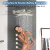 imageShower Faucets Sets Matte Black Shower Systems STARBATH 12quot Rain Shower with 2 in 1 Handheld and 4 Body Jets Can Use All at Once Ceiling Moun Complete Shower Set with Thermostatic Valve Trim KitBrushed Nickel