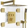 imageShower Faucets Sets Matte Black Shower Systems STARBATH 12quot Rain Shower with 2 in 1 Handheld and 4 Body Jets Can Use All at Once Ceiling Moun Complete Shower Set with Thermostatic Valve Trim KitGold