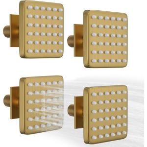 imageSTARBATH Shower Body Spray Jets3 inch Shower Body Jet Brass Square Matte Black Body Jet Sprays 36 Silicone Spray Heads and 216 Spout Holes NPT 12quot4PCSBrushed Gold