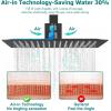 imageThermostatic Shower System 12 Inch Rain Shower Head with Handle Set and 4 Body Jets 3 Function Simultaneous Use Wall Mount Shower Faucet Set Push Button Diverter with Thermostatic ValveMatte Black