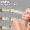 imageThermostatic Shower System 12 Inch Rain Shower Head with Handle Set and 4 Body Jets 3 Function Simultaneous Use Wall Mount Shower Faucet Set Push Button Diverter with Thermostatic ValveGold