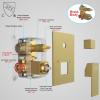imageThermostatic Shower System 12 Inch Rain Shower Head with Handle Set and 4 Body Jets 3 Function Simultaneous Use Wall Mount Shower Faucet Set Push Button Diverter with Thermostatic ValveGold