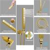 imageThermostatic Shower System 12 Inch Rain Shower Head with Handle Set and 4 Body Jets 3 Function Simultaneous Use Wall Mount Shower Faucet Set Push Button Diverter with Thermostatic ValveGold