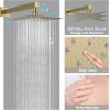 imageThermostatic Shower System 12 Inch Rain Shower Head with Handle Set and 4 Body Jets 3 Function Simultaneous Use Wall Mount Shower Faucet Set Push Button Diverter with Thermostatic ValveGold