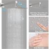 imageThermostatic Shower System 12 Inch Rain Shower Head with Handle Set and 4 Body Jets 3 Function Simultaneous Use Wall Mount Shower Faucet Set Push Button Diverter with Thermostatic ValveBrushed Nickel