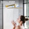 imageShower Faucet Set Matte Black Shower System 12quot Ceiling Rainfall Shower and 6quot Rain Shower with 2 in 1 Handheld Can Use All at Once Wall Mount Pressure Balance Roughin Valve and Trim KitBrushed Gold
