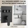 imageShower Faucet Set Matte Black Shower System 12quot Ceiling Rainfall Shower and 6quot Rain Shower with 2 in 1 Handheld Can Use All at Once Wall Mount Pressure Balance Roughin Valve and Trim KitMatte Black