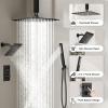 imageShower Faucet Set Matte Black Shower System 12quot Ceiling Rainfall Shower and 6quot Rain Shower with 2 in 1 Handheld Can Use All at Once Wall Mount Pressure Balance Roughin Valve and Trim KitMatte Black