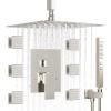 imageShower Faucet Set Matte Black Shower System 12quot Ceiling Rainfall Shower and 6quot Rain Shower with 2 in 1 Handheld Can Use All at Once Wall Mount Pressure Balance Roughin Valve and Trim KitBrushed Nickel