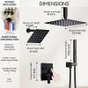 imageShower Faucet Set Matte Black Shower System 12quot Ceiling Rainfall Shower and 6quot Rain Shower with 2 in 1 Handheld Can Use All at Once Wall Mount Pressure Balance Roughin Valve and Trim KitMatte Black