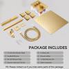 imageShower Faucet Set Matte Black Shower System 12quot Ceiling Rainfall Shower and 6quot Rain Shower with 2 in 1 Handheld Can Use All at Once Wall Mount Pressure Balance Roughin Valve and Trim KitGold