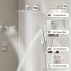 imageShower Faucet Set Matte Black Shower System 12quot Ceiling Rainfall Shower and 6quot Rain Shower with 2 in 1 Handheld Can Use All at Once Wall Mount Pressure Balance Roughin Valve and Trim KitBrushed Nickel