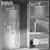 imageShower Body System Rainfall Shower with Jets 10 Inch Wall Mounted Rain Shower Head with Handheld Spray 6 Body Sprays Shower Head with Jets Roughin Mixer Valve and Trim Included Shower Combo Set