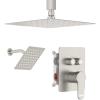 imageRainfall Shower System 10 inch Wall Mounted Rain Shower Head with Handle Set Push Button Diverter 2 Functions Simultaneous UseHigh Pressure Shower Faucet Set with Roughin Valve Brushed NickelBrushed Nickel