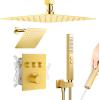 imageRainfall Shower System 10 inch Wall Mounted Rain Shower Head with Handle Set Push Button Diverter 2 Functions Simultaneous UseHigh Pressure Shower Faucet Set with Roughin Valve Brushed NickelBrushed Gold