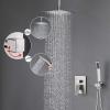 imageSTARBATH Shower System with Rain Shower and Handheld Brushed Nickel 12 Inch Ceiling Mounted Shower Faucet Roughin Mixer Valve and Trim Included Shower Combo Set Brushed Nickle