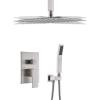 imageSTARBATH Shower System with Rain Shower and Handheld Brushed Nickel 12 Inch Ceiling Mounted Shower Faucet Roughin Mixer Valve and Trim Included Shower Combo Set Brushed Nickle