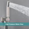 imageSTARBATH Shower System with 4 Body Jets 12 Thermostatic Wall Mount Rain Shower Head and Handle Set Button Design All Nozzle Can Run Together Brushed Nickel Shower Faucet Set With Shower Valve