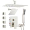 imageShower Faucet Sets Shower Systems 126quot Dual Rain Shower Head with Handheld Spray Rainfall 3 Way Shower Valve with 5 Diverter and Trim Kit Complete Matte Black Gold