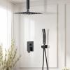 imageShower Faucet Set Matte Black Shower System Starbath 12quot Rain Shower Head and Handheld Spray Shower Set Complete Ceiling Mounted2 Way Pressure Balance Shower Valve and Trim Kit Included