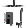 imageShower Faucet Set Matte Black Shower System Starbath 12quot Rain Shower Head and Handheld Spray Shower Set Complete Ceiling Mounted2 Way Pressure Balance Shower Valve and Trim Kit Included