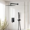 imageShower Faucet Set Matte Black Shower System Starbath 8quot Rain Shower Head and Handheld Spray Shower Set Complete Wall Mounted2 Way Pressure Balance Shower Valve and Trim Kit Included
