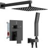 imageShower Faucet Set Matte Black Shower System Starbath 8quot Rain Shower Head and Handheld Spray Shower Set Complete Wall Mounted2 Way Pressure Balance Shower Valve and Trim Kit Included
