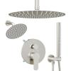 imageShower Faucet Sets Shower Systems 126quot Dual Rain Shower Head with Handheld Spray Rainfall 3 Way Shower Valve with 5 Diverter and Trim Kit Complete Brushed NickelBrushed Nickel
