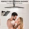 imageBrushed Gold Shower System STARBATH Ceiling Mounted 126 Inch Rainfall Shower Head with 2 in 1 High Pressure Handheld Can Use All at Once Push Button Diverter Pressure Balancing Valve with Trim KitMatte Black
