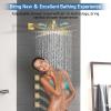 imageShower System with 4 Body Spray Jets STARBATH 4 Way 12  6quotRainfall Shower Head with Handheld Combo Wall Mounted Shower Jets System in Wall Shower Faucet Set Brushed GoldGold
