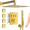 imageShower System with 4 Body Spray Jets STARBATH 4 Way 12  6quotRainfall Shower Head with Handheld Combo Wall Mounted Shower Jets System in Wall Shower Faucet Set Brushed GoldGold
