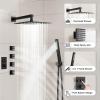 imageShower System with 4 Body Spray Jets STARBATH 4 Way 12  6quotRainfall Shower Head with Handheld Combo Wall Mounted Shower Jets System in Wall Shower Faucet Set Brushed GoldMatte Black
