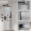 imageShower System with 4 Body Spray Jets STARBATH 4 Way 12  6quotRainfall Shower Head with Handheld Combo Wall Mounted Shower Jets System in Wall Shower Faucet Set Brushed GoldMatte Black