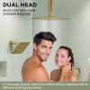 imageShower System with 4 Body Spray Jets STARBATH 4 Way 12  6quotRainfall Shower Head with Handheld Combo Wall Mounted Shower Jets System in Wall Shower Faucet Set Brushed GoldGold