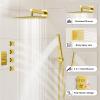imageShower System with 4 Body Spray Jets STARBATH 4 Way 12  6quotRainfall Shower Head with Handheld Combo Wall Mounted Shower Jets System in Wall Shower Faucet Set Brushed GoldGold