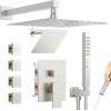imageShower System with 4 Body Spray Jets STARBATH 4 Way 12  6quotRainfall Shower Head with Handheld Combo Wall Mounted Shower Jets System in Wall Shower Faucet Set Brushed GoldBrushed Nickel