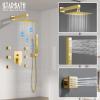 imageShower System with 4 Body Spray Jets STARBATH 4 Way 12  6quotRainfall Shower Head with Handheld Combo Wall Mounted Shower Jets System in Wall Shower Faucet Set Brushed GoldGold