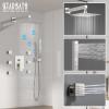 imageShower System with 4 Body Spray Jets STARBATH 4 Way 12  6quotRainfall Shower Head with Handheld Combo Wall Mounted Shower Jets System in Wall Shower Faucet Set Brushed GoldBrushed Nickel