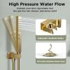 imageShower System with 4 Body Spray Jets STARBATH 4 Way 12  6quotRainfall Shower Head with Handheld Combo Wall Mounted Shower Jets System in Wall Shower Faucet Set Brushed GoldGold